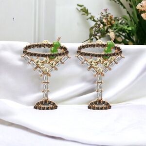 NWT Martini Earrings – Dazzling Rhinestone Martini Glass Earrings